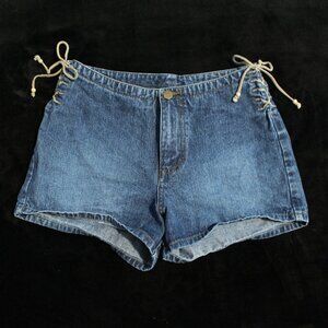 y2k Mudd Jean Shorts w/ Side Lace-Up Detail